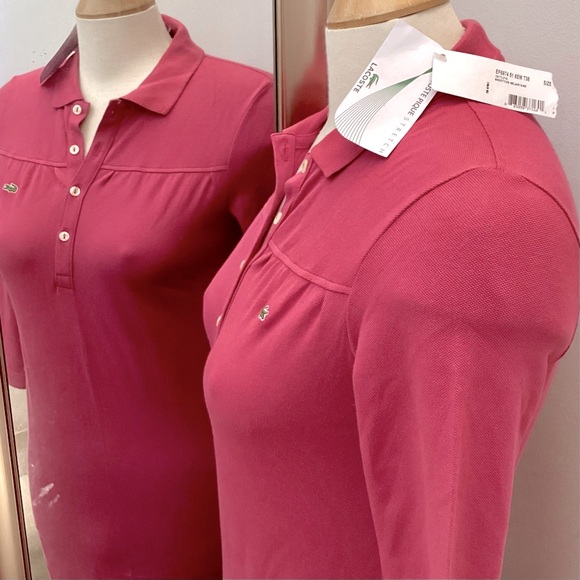 NWT Lacoste pink collared polo shirt dress size EU 38 - Picture 6 of 10